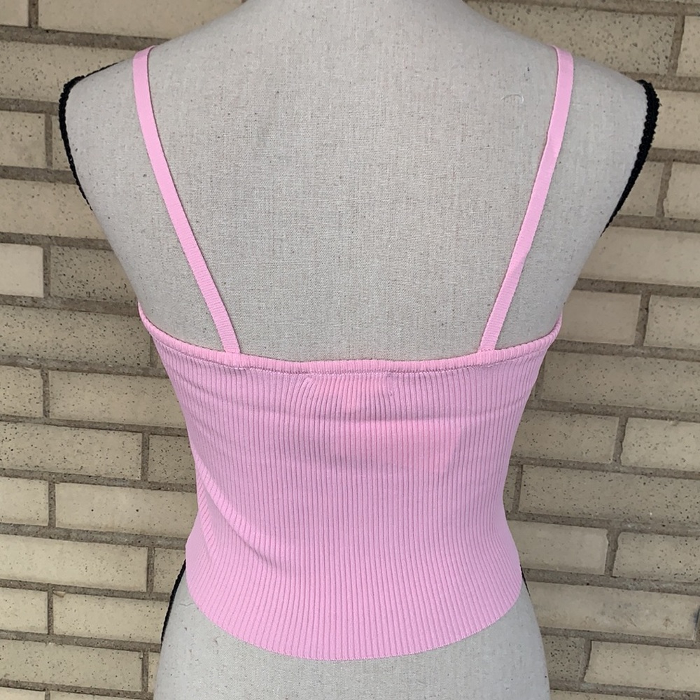 ❌DONATED❌Pink Ribbed Cami Stretchy Crop Top - Picture 7 of 14